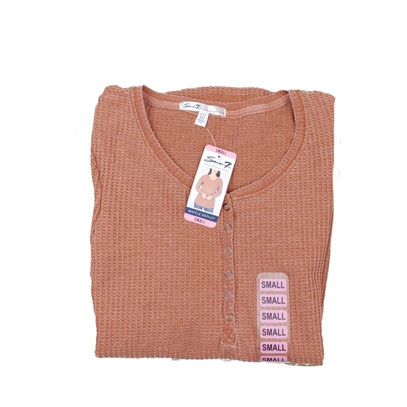 NWT Seven7 Ladies S.Various Colors Waffle Henley Long Sleeve Top - Picture 4 of 12